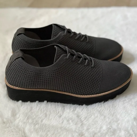 EILEEN FISHER 10 Eddy Knit Platform Oxford Loafers in Graphite Grey • Eddy 2 - Picture 6 of 15